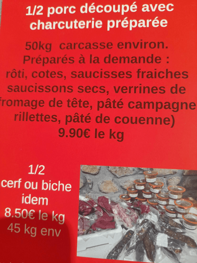 1/2 porc découpé et entièrement charcuté 
